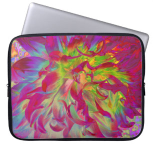 Psychedelic Magenta and Yellow Dahlia Flower Laptop Sleeve