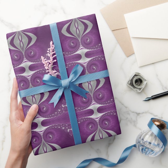 Psychedelic Magenta Fractal Spirals  Wrapping Paper (Gifting)