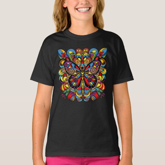 Psychedelic Mandala Butterfly T-Shirt (Front)