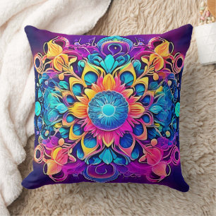 Psychedelic Mandala Design Cushion