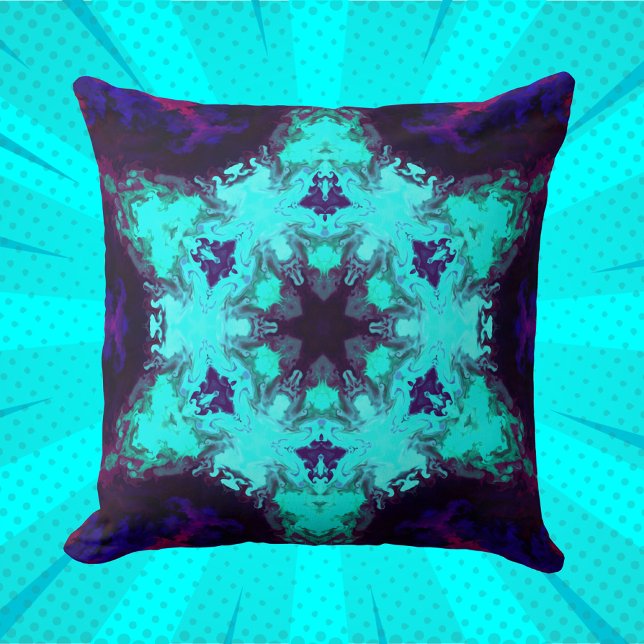 Psychedelic Mandala Flower Blue and Purple Cushion (Creator Uploaded)