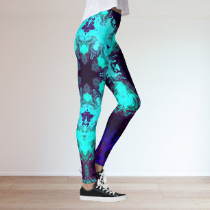 Psychedelic Mandala Flower Blue and Purple Leggings