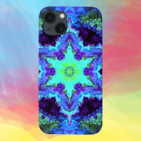 Psychedelic Mandala Flower Blue Green and Purple