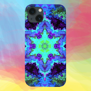 Psychedelic Mandala Flower Blue Green and Purple Case-Mate iPhone Case
