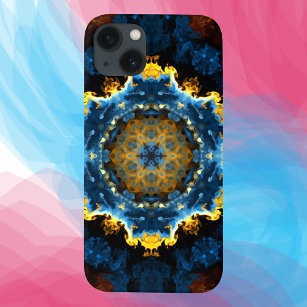 Psychedelic Mandala Flower Blue Yellow and Orange Case-Mate iPhone Case