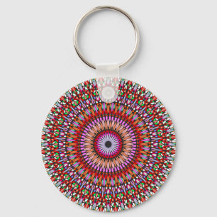 Psychedelic Mandala Flower Design-67567 Key Ring
