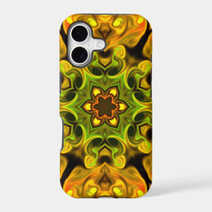 Psychedelic Mandala Flower Green and Yellow