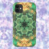 Psychedelic Mandala Flower Green and Yellow