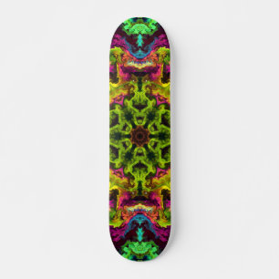 Psychedelic Mandala Flower Green Blue and Purple Skateboard
