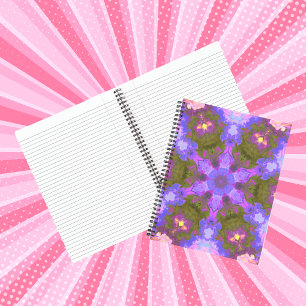 Psychedelic Mandala Flower Purple and Blue Notebook