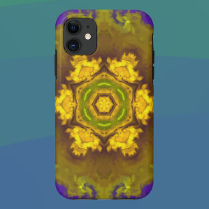 Psychedelic Mandala Flower Purple and Yellow iPhone 11 Case