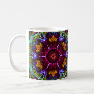 Psychedelic Mandala Flower Purple Orange and Green Coffee Mug