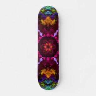 Psychedelic Mandala Flower Purple Orange and Green Skateboard