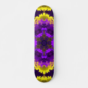 Psychedelic Mandala Flower Yellow and Purple Skateboard