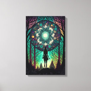 Psychedelic Mandala Forest Canvas Print Boho Art