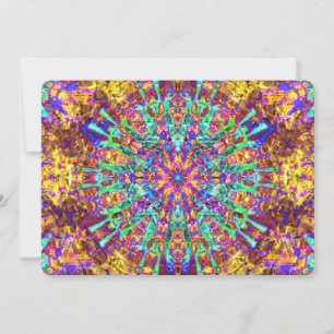 Psychedelic Mandala Trippy Hippie Colour Splash Invitation