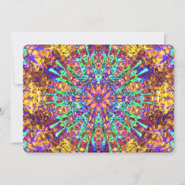 Psychedelic Mandala Trippy Hippie Colour Splash Invitation (Front)