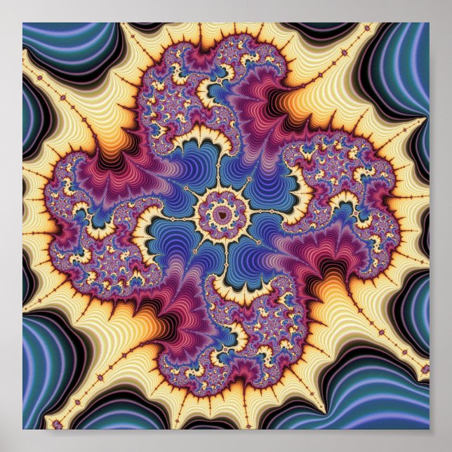 Psychedelic Mandelbrot Fractal Geometric Medallion Poster (Front)