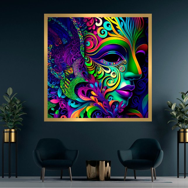 Psychedelic Mardi Gras Face Mask 3 Photo Print (Creator Uploaded)
