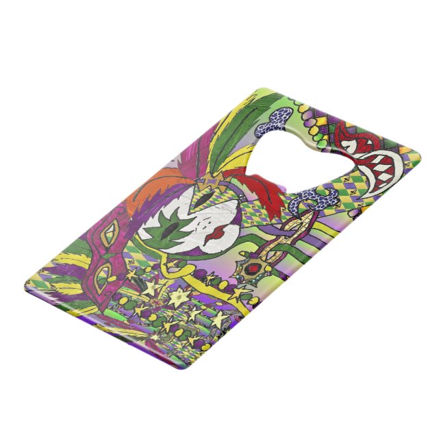 Psychedelic Mardi Gras Feather Mask (Front Angled)