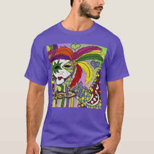 Psychedelic Mardi Gras Feather Mask T-Shirt