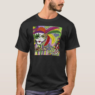 Psychedelic Mardi Gras Feather Mask T-Shirt