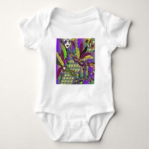 Psychedelic Mardi Gras Feather Masks Gifts Apparel Baby Bodysuit