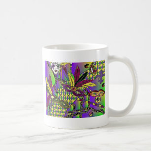Psychedelic Mardi Gras Feather Masks Gifts Apparel Coffee Mug