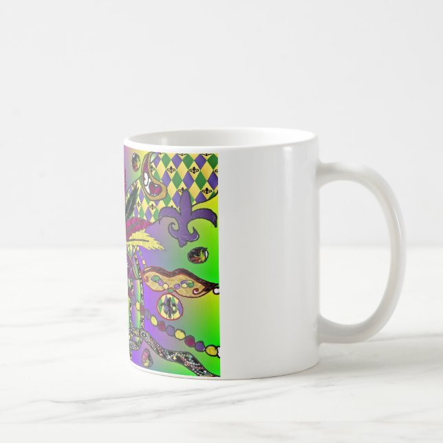 Psychedelic Mardi Gras Feather Masks Gifts Apparel Coffee Mug (Right)