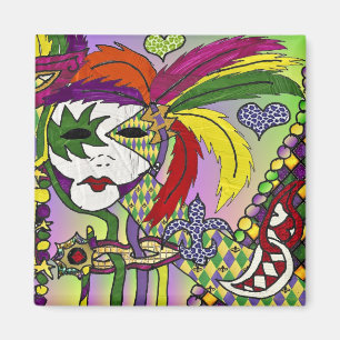 Psychedelic Mardi Gras Feather Masks Gifts Apparel Magnet