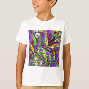 Psychedelic Mardi Gras Feather Masks Gifts Apparel T-Shirt