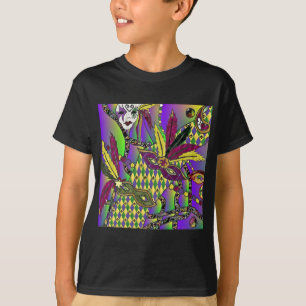 Psychedelic Mardi Gras Feather Masks Gifts Apparel T-Shirt