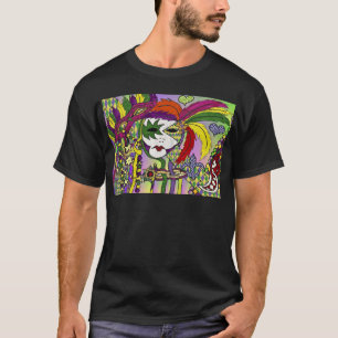 Psychedelic Mardi Gras Feather Masks Gifts Apparel T-Shirt