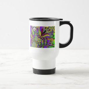 Psychedelic Mardi Gras Feather Masks Gifts Apparel Travel Mug
