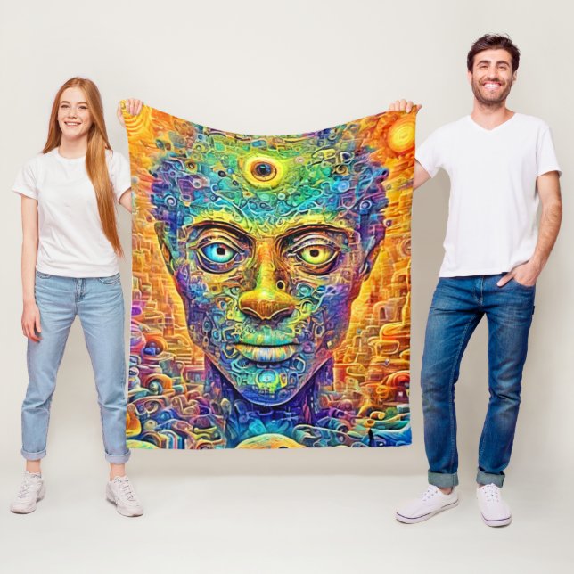 Psychedelic Mind Art Fleece Blanket (In Situ)