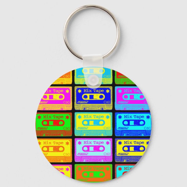 Psychedelic Mix Tape Key Ring (Front)