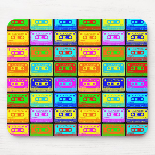 Psychedelic Mix Tape Pop Mouse Mat (Front)