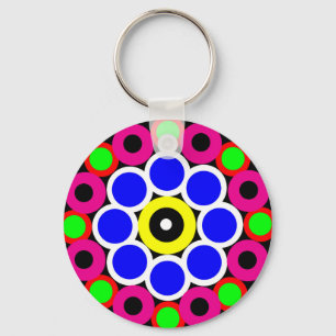 Psychedelic Modern Persian Rug Pattern Key Ring