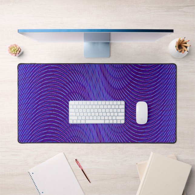  Psychedelic Moiré Effect Abstract Blue and Purple Desk Mat (Office 1)