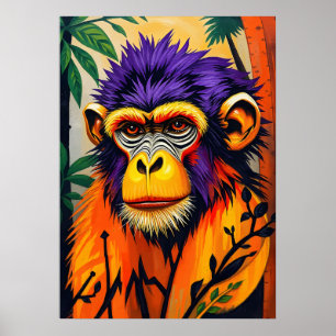 Psychedelic Monkey Face – Neon Jungle Energy Poster