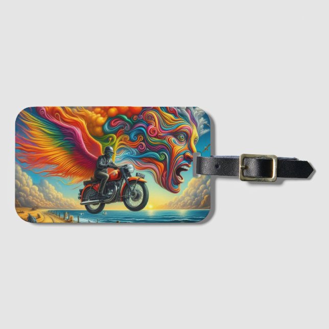 Psychedelic Motorcycle Dreamscape Luggage Tag (Front Horizontal)