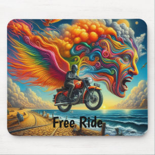 Psychedelic Motorcycle Dreamscape Mouse Mat