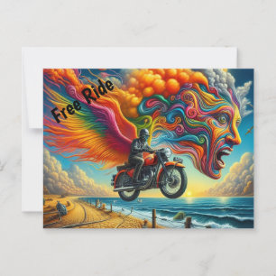 Psychedelic Motorcycle Dreamscape Postcard