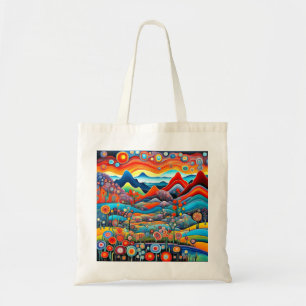 Psychedelic Mountain Landscape 1 Tote Bag