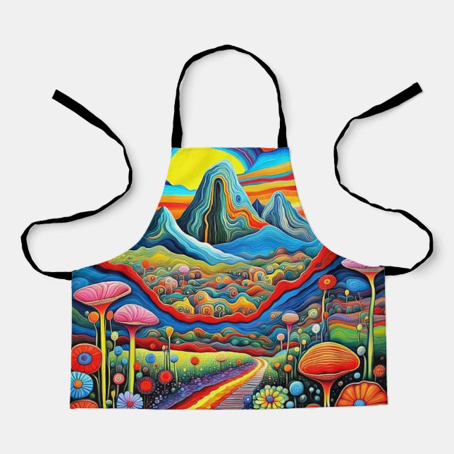 Psychedelic Mountain Landscape 2 Apron (Front)