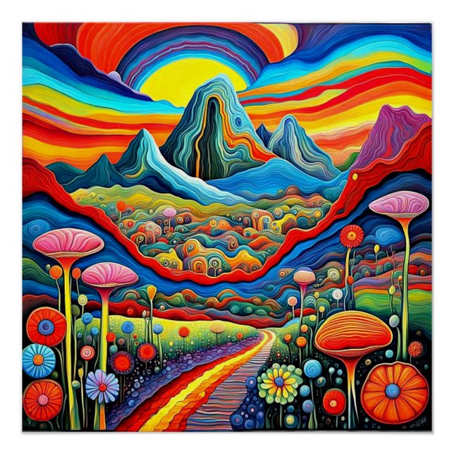Psychedelic Mountain Landscape 2 Poster (Front)