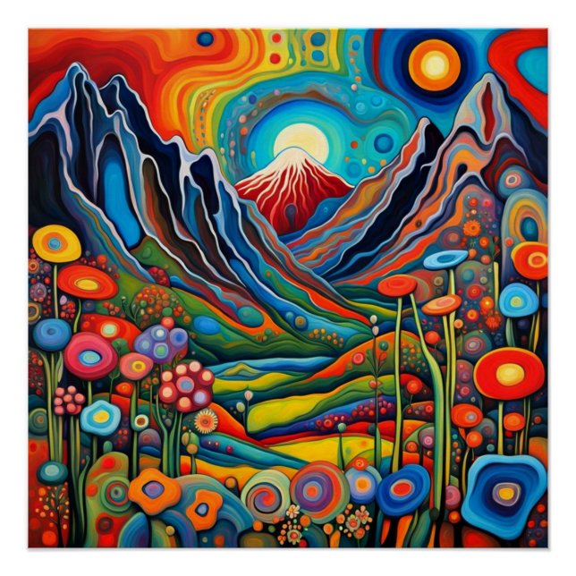 Psychedelic Mountain Landscape 4 Poster (Front)