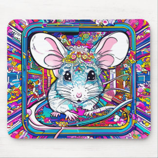Psychedelic Mouse: A Colorful Journey Mouse Mat