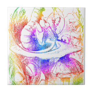 Psychedelic Mushroom Alice's Adventures Wonderland Tile