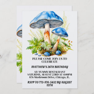 Psychedelic Mushroom Forest Print Birthday Party Invitation